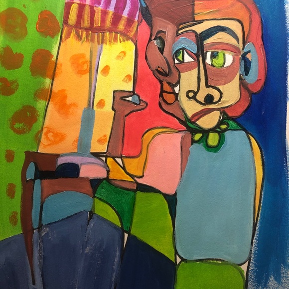 Hand Crafted Other - “Tim” original acrylic painting on high quality paper, signed, OOAK illustration